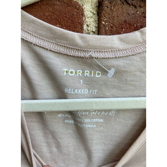 Torrid Women's Relaxed Fit Whiskey Weekends Signature Jersey Tee Tan 1X NEW - Picture 3 of 6